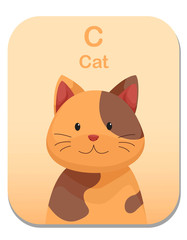 Cartoon Vector Illustration children's alphabet graphic card for children education. with animal character. Letter C