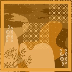 Pattern of hijab motif design with abstract foliage design