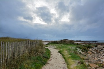 Beautiful path on the coastline of brittany in France