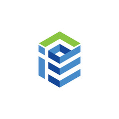 Fototapeta premium Technology, building, working space logo vector.