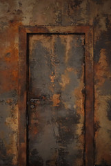 Rusty colorful steel door
