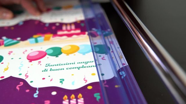 Close-up of cutting paper with cutting machine