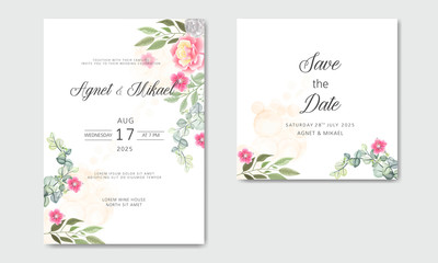 bohemian and vintage floral and leafs wedding invitation