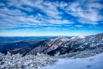 Mountains with snow and beautiful sky , slovakia