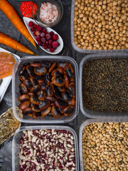 Assortment of healthy food containing iodine. Natural products rich in I, vitamins, micronutrients. Useful food for health and balanced diet. Prevention of avitaminosis.