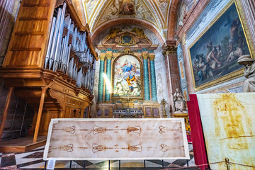 Fototapeta na wymiar Shroud Turin Sudarium Basilica Saint Mary Angels and Martyrs Rome Italy
