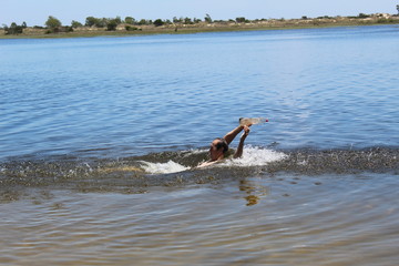 Man jumping into the water