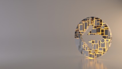 light background 3d rendering symbol of left arrow in circle icon