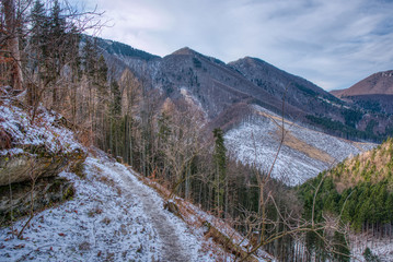 lightly snowy hills of Male Fatra, slovakia