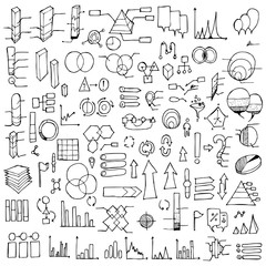Set of Data Drawing illustration Hand drawn doodle Sketch line vector eps10