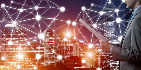 Concept of modern business networking that connect and cooperate people