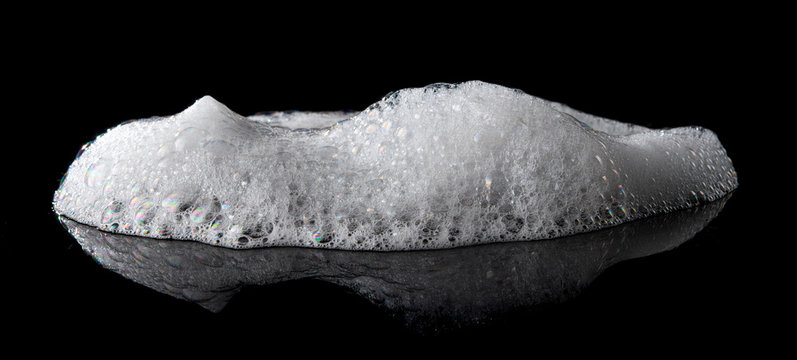 Soap Foam Shaving Cream Bubble Isolated On Black Background
