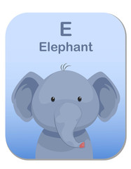 Cartoon Vector Illustration children's alphabet graphic card for children education. with animal character. Letter E