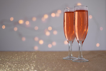 two glasses of rose wine 