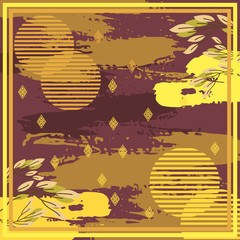 Pattern of hijab motif design with abstract foliage design