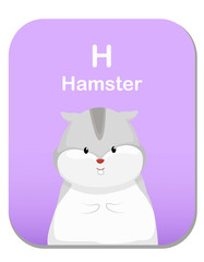 Cartoon Vector Illustration children's alphabet graphic card for children education. with animal character. Letter H