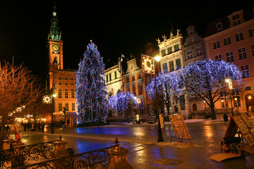  Gdańsk nocą wystrój świąteczny © Jacek