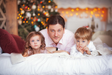 Happy father with kids