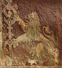 Fototapeta na wymiar historyczny lew na ścianie zamku