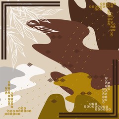 Pattern of hijab motif design with abstract foliage design