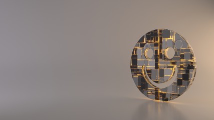 light background 3d rendering symbol of emoticons smile icon