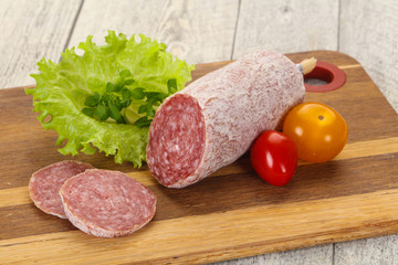 Italian dry Saliami pork sausage