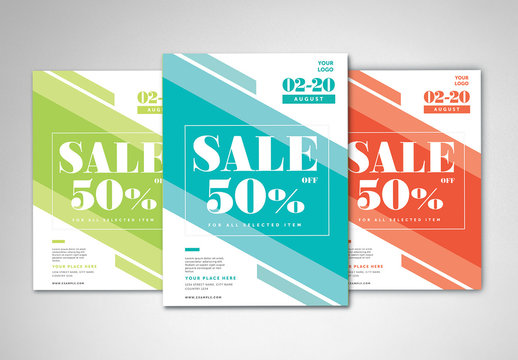 Sale Flyer Layout with Line Accents