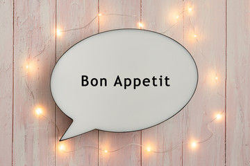 Bon Appetit On Speech Bubble with Fairy Lights