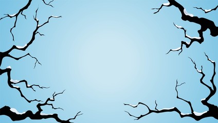 Winter new year background with a snowy woods