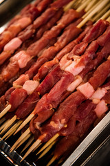 Street food in a market in Beijing, China.