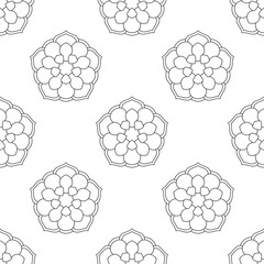 Fototapeta na wymiar Fantasy seamless pattern with ornamental mandala. Abstract round doodle flower background. Floral geometric circle. Vector illustration. 