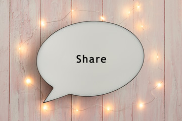 Share On Speech Bubble with Fairy Lights