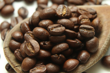 Coffee beans on macro shooting, closer view on a coffee beans.