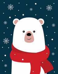 cute winter card with bear