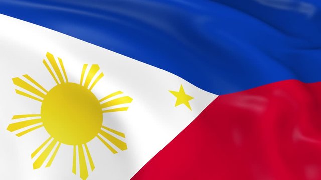 Photo realistic slow motion 4KHD flag of the Philippines waving in the wind.  Seamless loop animation with highly detailed fabric texture in 4K resolution.