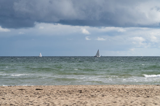 Sailing boats on the baltic sea