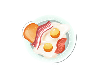 Healthy and strong breakfast. Textured illustration from above.