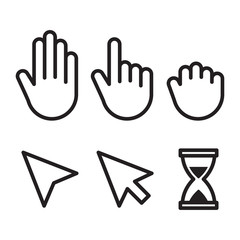 Set of flat modern cursor icons.
