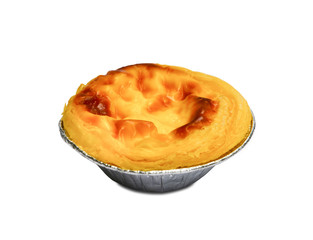 clipping path, egg tart isolated on white background