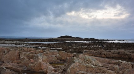 Low tide on the coastline in Brittany. France