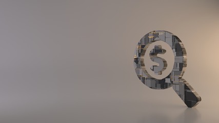 light background 3d rendering symbol of search dollar icon