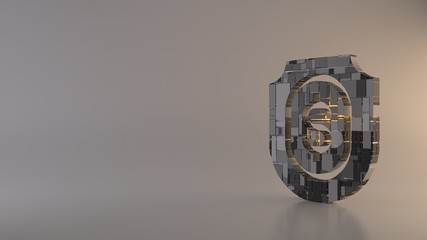 light background 3d rendering symbol of shield  icon