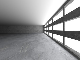 Dark concrete empty room. Modern architecture design