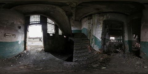 Fototapeta na wymiar Abandoned Building 360 Panorama