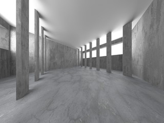 Dark concrete empty room. Modern architecture design