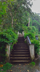 Stairs To The Kathu Waterfall In Beautiful Rain Forest