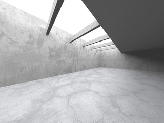 Dark concrete empty room. Modern architecture design