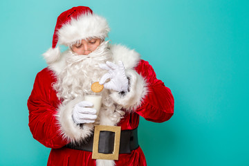 Santa eating cookies and drinking milk