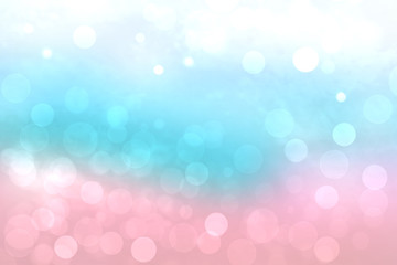 Abstract blurred fresh vivid spring summer light delicate pastel pink blue white bokeh background texture with bright circular soft color lights. Beautiful backdrop illustration.