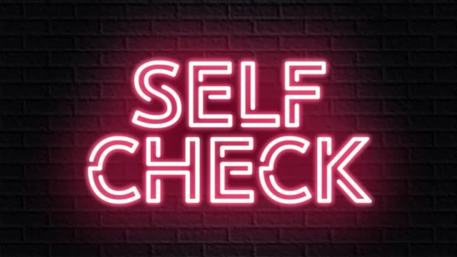 red neon video animation self check